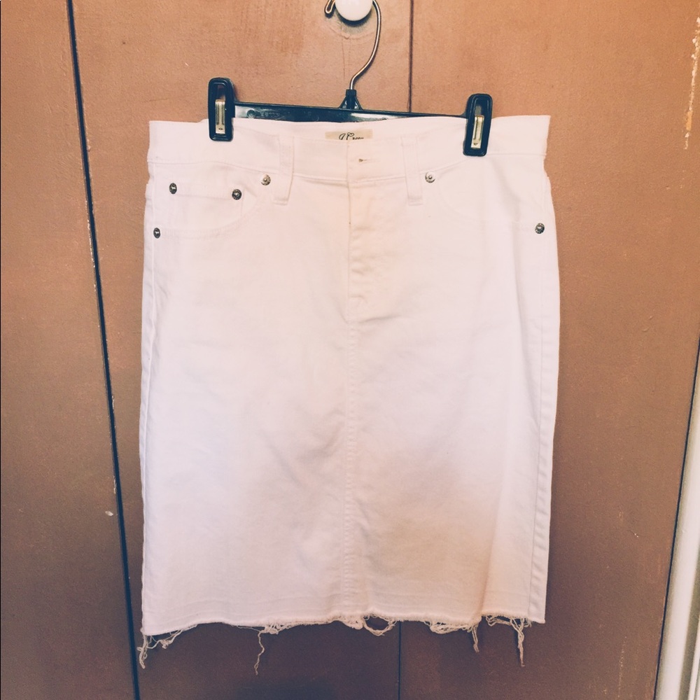White stretchy denim waist skirt